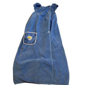Towel Dress Terry Cloth Womens Bathrobe Embroidered Daisy Pocket Snap Pool beach